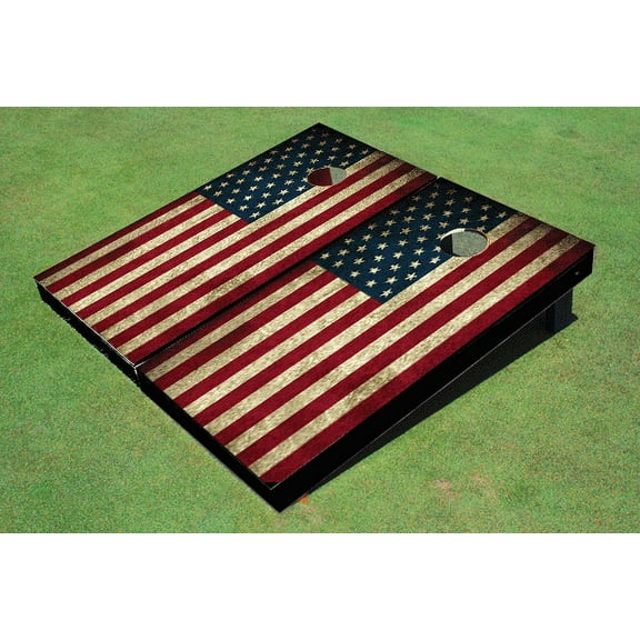 American Flag Stars On Left Themed Cornhole Board set
