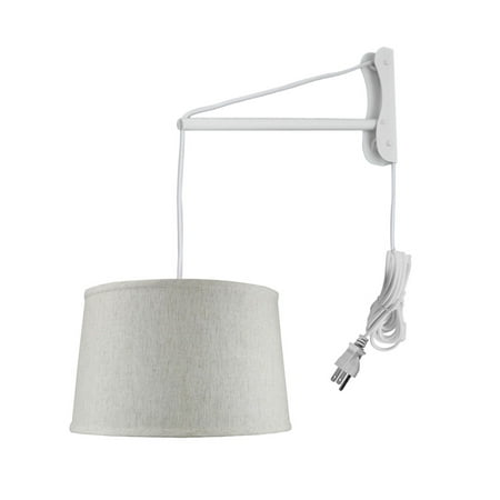

MAST Plug-In Wall Mount Pendant 2 Light White Cord/Arm with Diffuser Textured Oatmeal Shade 14x16x10
