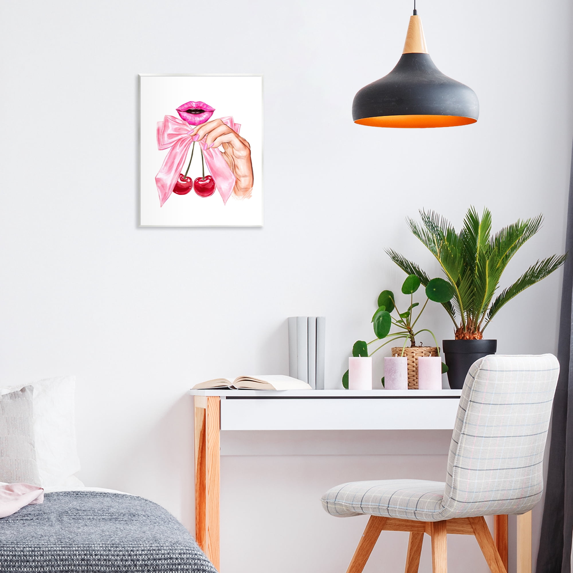 Stupell Industries Lips & Feminine Cherries Wall Plaque Art, design by Ziwei Li