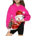thumbnail image 2 of Odeerbi Kids Boys Girls Christmas Hoodies Snowman Print Hooded Sweatshirts Children's Long Sleeve Pattern T-shirt Printed Round Neck Shirt Hooded Sweatshirt Pink, 2 of 4