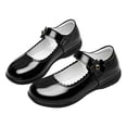 thumbnail image 5 of FINALGANG Kids Girls Adjustable Strap Scalloped Glossy Mary Jane Shoes Soft Flat Sole Formal School Uniform Dress Leather Shoes Lovely Shoes 6-7 Years, 5 of 5