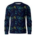thumbnail image 5 of Havenx Knit Sweater for Men Crewneck Funky Mardi Gras Printed Pullover Long Sleeve Knitted Tops Pullovers Mask Print Holiday Party Thermal Carnival Casual Blouses,Dark Blue 3XL, 5 of 6
