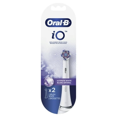 Oral-B iO Ultimate White Replacement Brush Heads, White, 2, for Plaque Removal