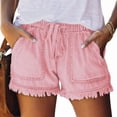 thumbnail image 2 of Women'S Summer Mid Waist Elastic Denim Shorts Stretchy Short Casual Hot Pants with Pockets Light Pink XL, 2 of 7