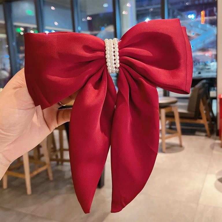 LSLJS Silk Satin Hair Bows for Women, Large Ribbon Bow Hair  display picture 2