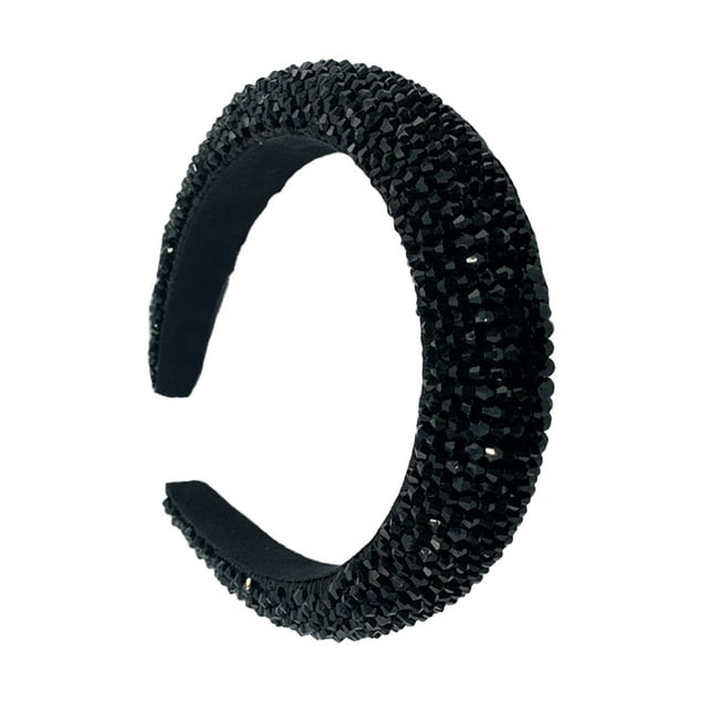 Qarigey Diademas con cuentas de cristal con purpurina, tocado de punto Flexible para el cabello, tocado para mujer, fiesta, colorido brillante Accesorio para el cabello Negro Qarigey AP010971-04B