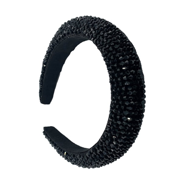Sonducket Diademas con cuentas de cristal con purpurina, tocado de punto Flexible para el cabello, tocado para mujer, fiesta, colorido brillante Accesorio para el cabello Negro Sonducket AP010971-04B