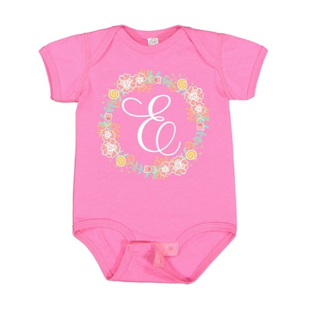

Inktastic E Monogram Alphabet Letter Rose Floral Wreath Gift Baby Girl Bodysuit