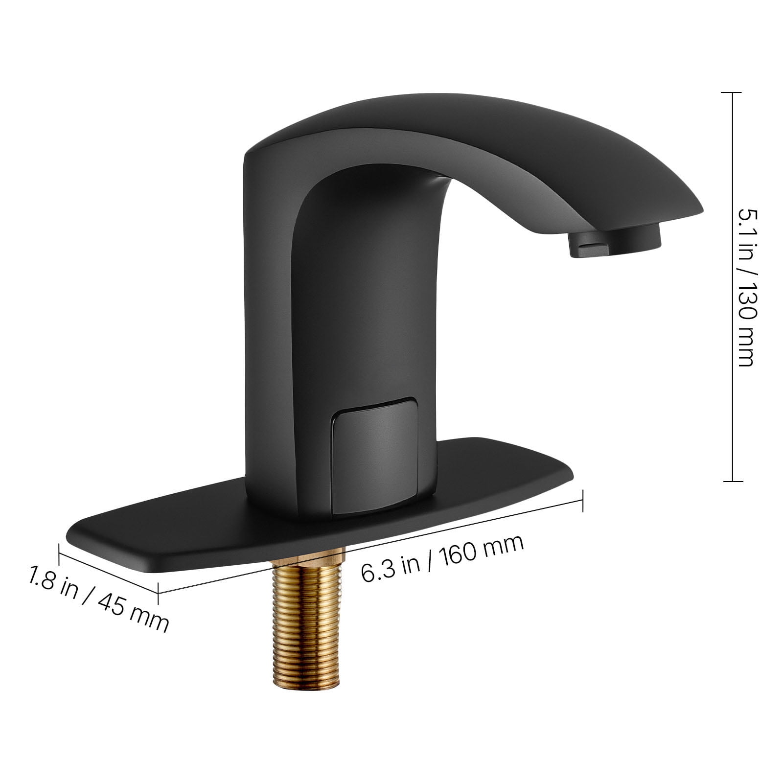 KFFKFF Touchless Bathroom Sink Faucet with Motion Sensor, Automatic Restroom Faucet with Cover Plate, Battery Powered, Adjustable Temperature for 9/16 in Pipe, Commercial Lavatory, Matte Black