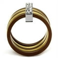 thumbnail image 3 of TK2601 - Three Tone IPÃ¯¼Ë†IP Gold & IP Light coffee & High Polished) Stainless Steel Ring with Top Grade Crystal in Clear, 3 of 4