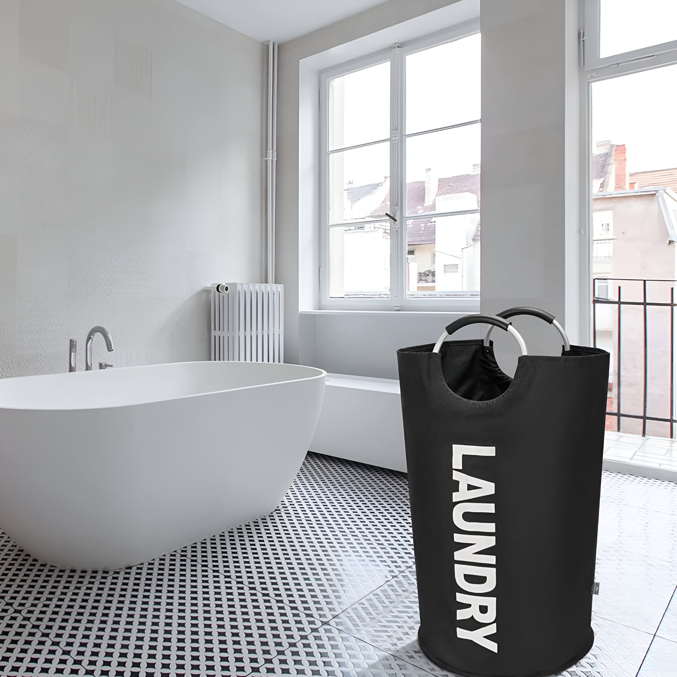 GASTROPOD 2026 New 115L X-Large Laundry Basket,Collapsible Fabric Laundry Bag,Tall Laundry Hamper Waterproof for Dirty Clothes Baskets,Washing Storage Bins Tote Bag,16.5" D × 31" H,Black