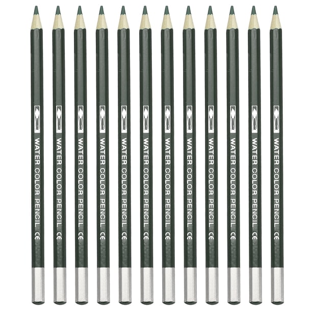 Uxcell 12Pcs Lápiz de Acuarela para Colorear, Dibujar, Pintar, Verde Oscuro