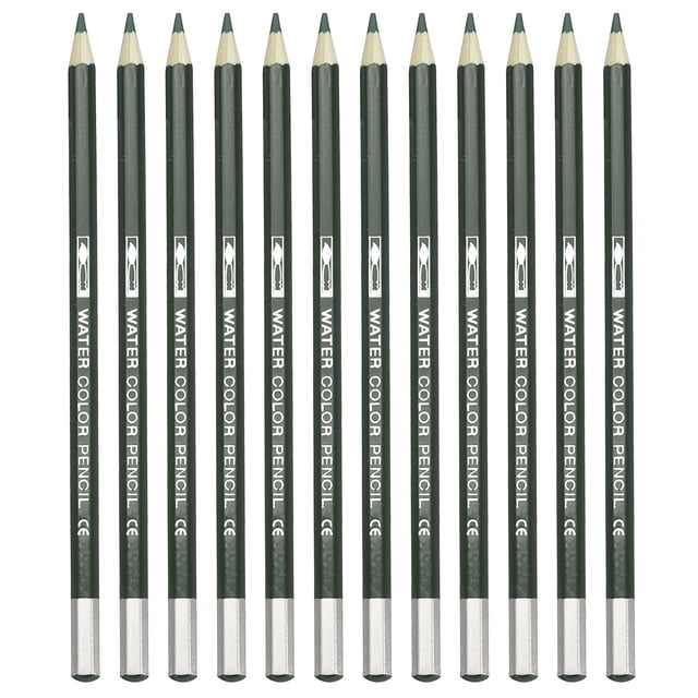 Uxcell 12Pcs Lápiz de Acuarela para Colorear, Dibujar, Pintar, Verde Oscuro