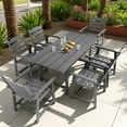 thumbnail image 3 of Lofka 7-Piece Outdoor Patio Dining Set , Patio Conversation Set with 6 Wooden Chairs & Table,Umbrella Hol,Gray, 3 of 10