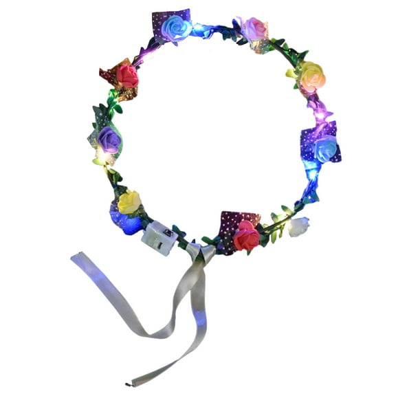 Nmdmisc LED Flower Headband Crown,Flower Wreath Headband Luminous,Light up Headband LED Hair Accessories Crown Luminous Head Band (Multicolor)