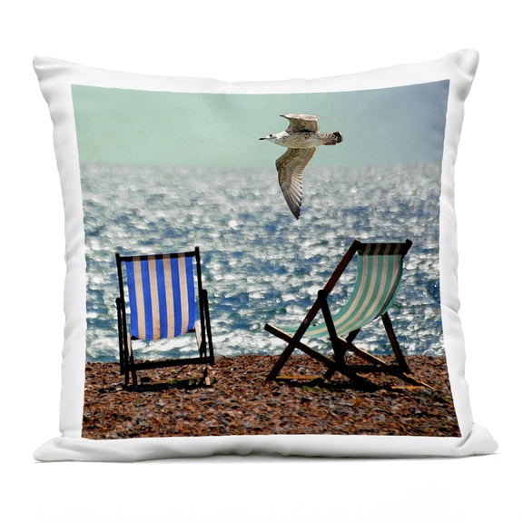 Stupell Industries Glorious Flight Beach Chairs Outdoor Printed Pillow design by Marcus Prime, 18 x 7 x 18