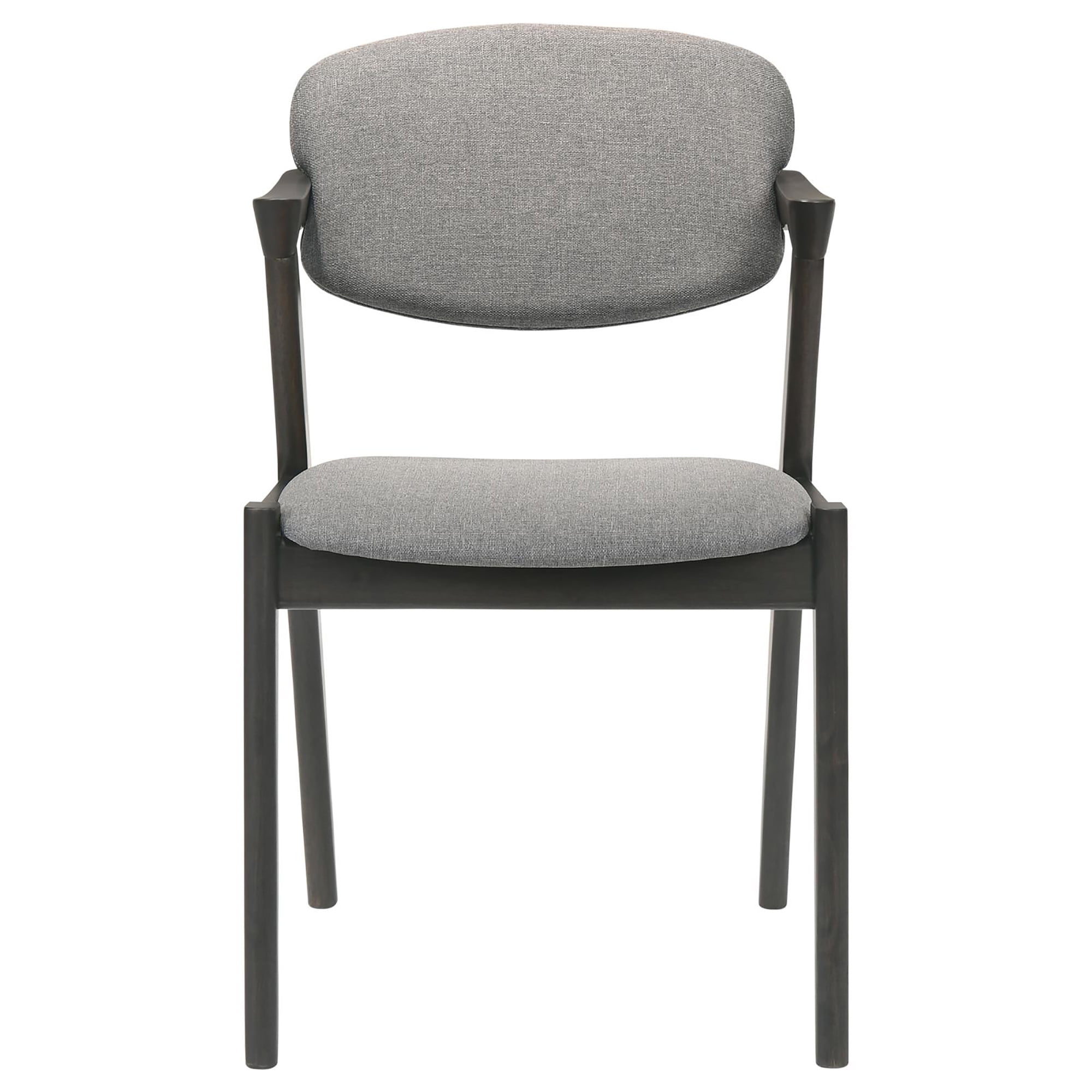 Mid-Century Modern Dining Chairs Set of 2 - Brown Grey Upholstered Seat & Back, Black Frame, Z-Shape Design - Perfect for Kitchen & Dining Room (30"H x 20.25"W)