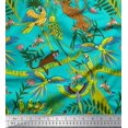 thumbnail image 1 of Soimoi Tissu en Voile de Coton Branches, Perroquet & Léopard Imprimé Jungle 1 Yard 42 Pouces de Large, 1 of 1