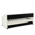 thumbnail image 3 of Twin daybed in beige linen, with pull - out trundle / Comfortable seating, extra bed for overnight, 3 of 6