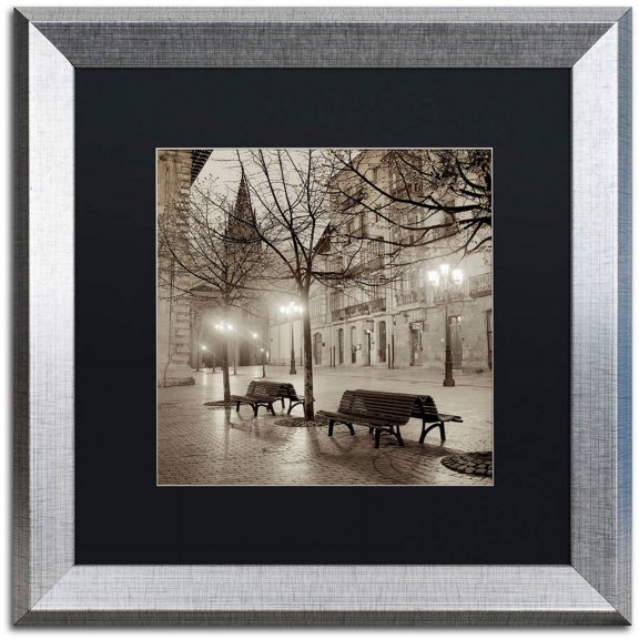 Trademark Fine Art "Oveido Cathedral Bancs II" Canvas Art by Alan Blaustein, Black Matte, Silver Frame