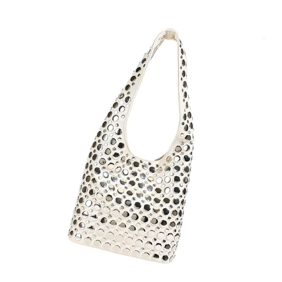 Elegant Dot Studded Bucket Bag PU LShoulder Bags Armpit Purse For TrendyWomen