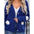 thumbnail image 2 of Michellecmm  Women Knit Sweaters Casual Cute Crochet Flower Button up Cardigans, 2 of 9