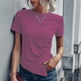 thumbnail image 3 of Mittory Womens Dressy Casual Tops Solid Short Sleeve Cotton Tshirts Summer Casual Trendy Loose Fit Tee Shirts, 3 of 6