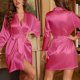 thumbnail image 5 of Conjunto de pijama de seda satinada elegante francés de manga larga para mujer, ropa de estar por casa de lujo para todas las estaciones, 5 of 5