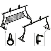 TMS 800LB Non-Drilling Low Profile Pickup Truck Sport Bar Ladder Rack 2 Bars with Mounting Clamps Load Stops Window Protector