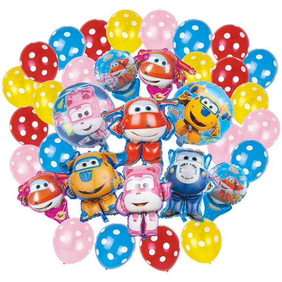 34 Pcs For Super Wings Themed Cartoon Birthday Foil Balloons,Birthday Party Decorations,Cartoon Balloon,Party Supplies Set for Birthday Party Decoration Set