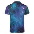 thumbnail image 5 of Purple Galaxy Men Zipper T-shirt Summer Casual Short Sleeve T-shirt Top, 5 of 7