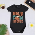 thumbnail image 2 of Bjutir Baby Romper Boys And Girls Holy Cow Im Cute Cartoon Print Short Sleeved Crawl Clothes 1 To 10 Years Old Children 6-12 Months, 2 of 3