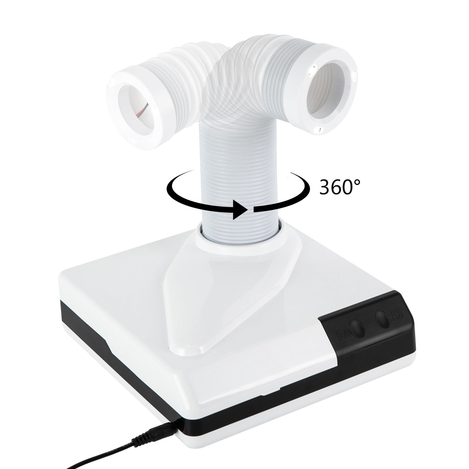 60W Dental Dust Collector with 360° Rotating Suction Hose & LED Light, Extra-Oral Vacuum Cleaner for Dentistry, Nail Salons & Beauty Studios, Strong Suction Dust Extractor with Fine Filter