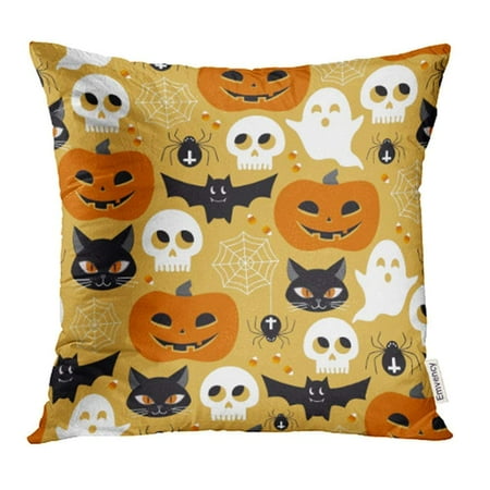 Cmfun Orange Ghost Halloween Pattern Cat Abstract Autumn Bat