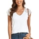 thumbnail image 1 of Mujeres Encaje camisa Deep V Loose fit color sólido transpirable verano casual blusa para las mujeres desgaste diario blanco M, 1 of 7