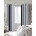 thumbnail image 4 of Navy Blue Grey Stripes Kitchen Curtains Simple Striped Lines Minimalist Cafe Short Curtains for Bathroom Blackout Window Curtain Small Window Treatment Drapes for Bedroom Living Room 42"x45"x2, 4 of 9