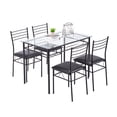 thumbnail image 2 of Gzxs Dining Table Set, 5 Pieces Dining Set with Tempered Glass Top Table and 4 Chairs, Kitchen Dining Room Furniture, Black, 2 of 10