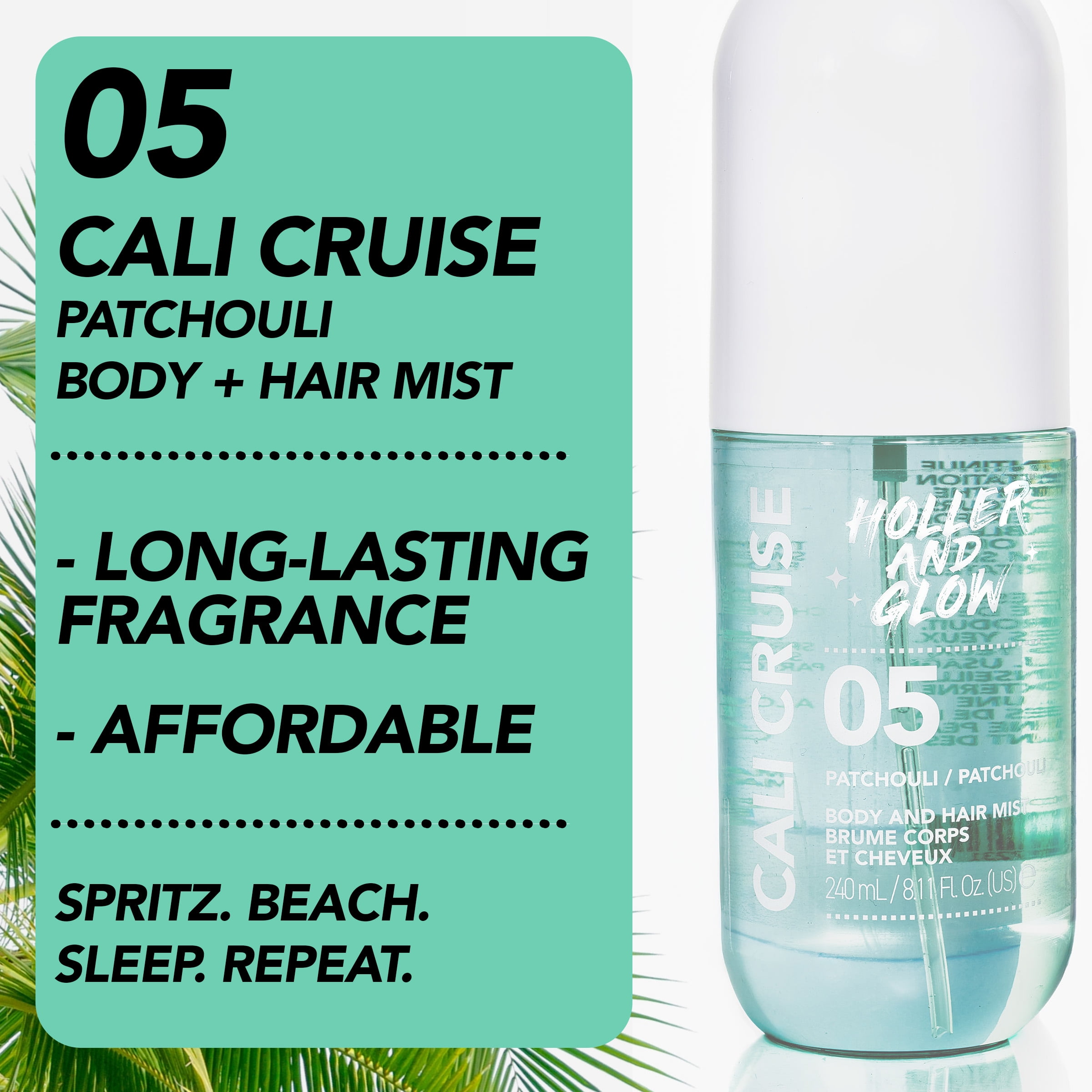 Holler and Glow Cali Cruise Patchouli Body Hair Mist, 240m