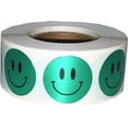 thumbnail image 1 of Metallic Green Happy Face Stickers | 0.75" Inch Round | 500 Pack, 1 of 1
