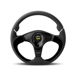 Momo PRO35BK0S 350 mm Black Leather White Stitch & Brushed