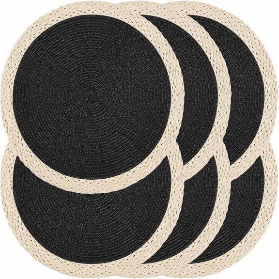 Noctiflorous 15 Inch Round Placemats Set of 4, Wipeable Washable Table Mats, Heat Resistant Dining Table Mats for Indoor Outdoor Parties