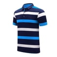 thumbnail image 2 of ZUKMRJPC Men's Striped Golf Shirts Classic 3 Buttons Collar Casual Summer Basic Tops Regular Fit Soft Comfortable Business Work Tops, 2 of 3