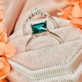thumbnail image 4 of Prinecess Cut Emerald Engagement Ring Set- 14K Rose Gold Vermeil- Stacking Ring- May Birthstone, 4 of 6