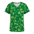 thumbnail image 6 of Women's St. Patrick's Day Scrub Top Plus Size V-Neck Short Sleeve Scrub Top Printed Workwear Nurse Uniform,L,C, 6 of 6