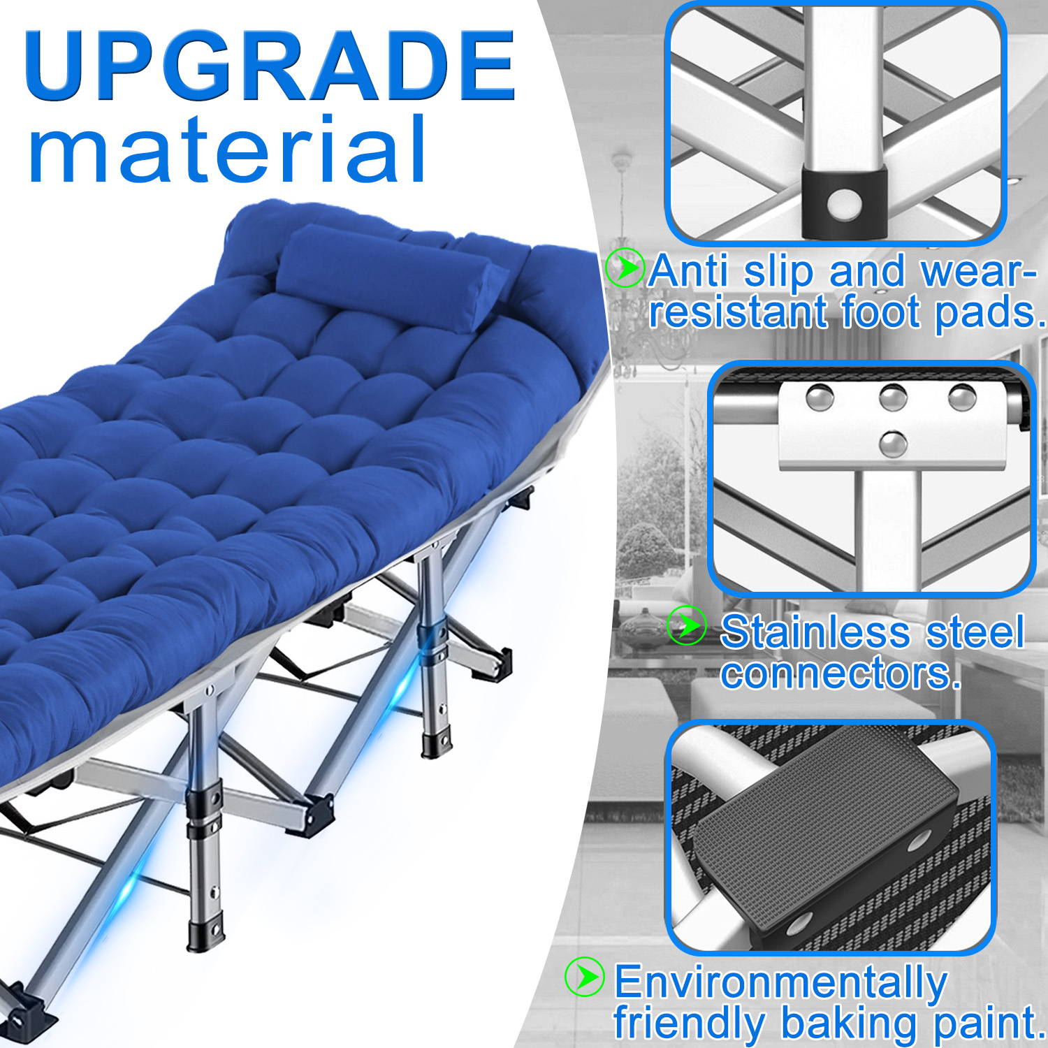 Camkey Folding Camping Cot with Pillow, 75 Inches photo 7