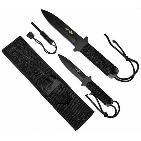Whetstone Survivor Fire Starter Survival Knife Set, Black