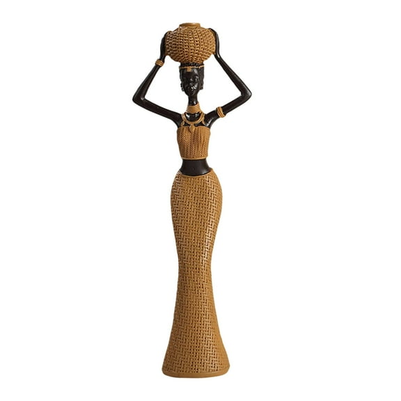 African Tribal Lady Statue Resin Ornament Hand Crafted Decorative Collectible Art Piece for Family and Friends Multipurpose A
