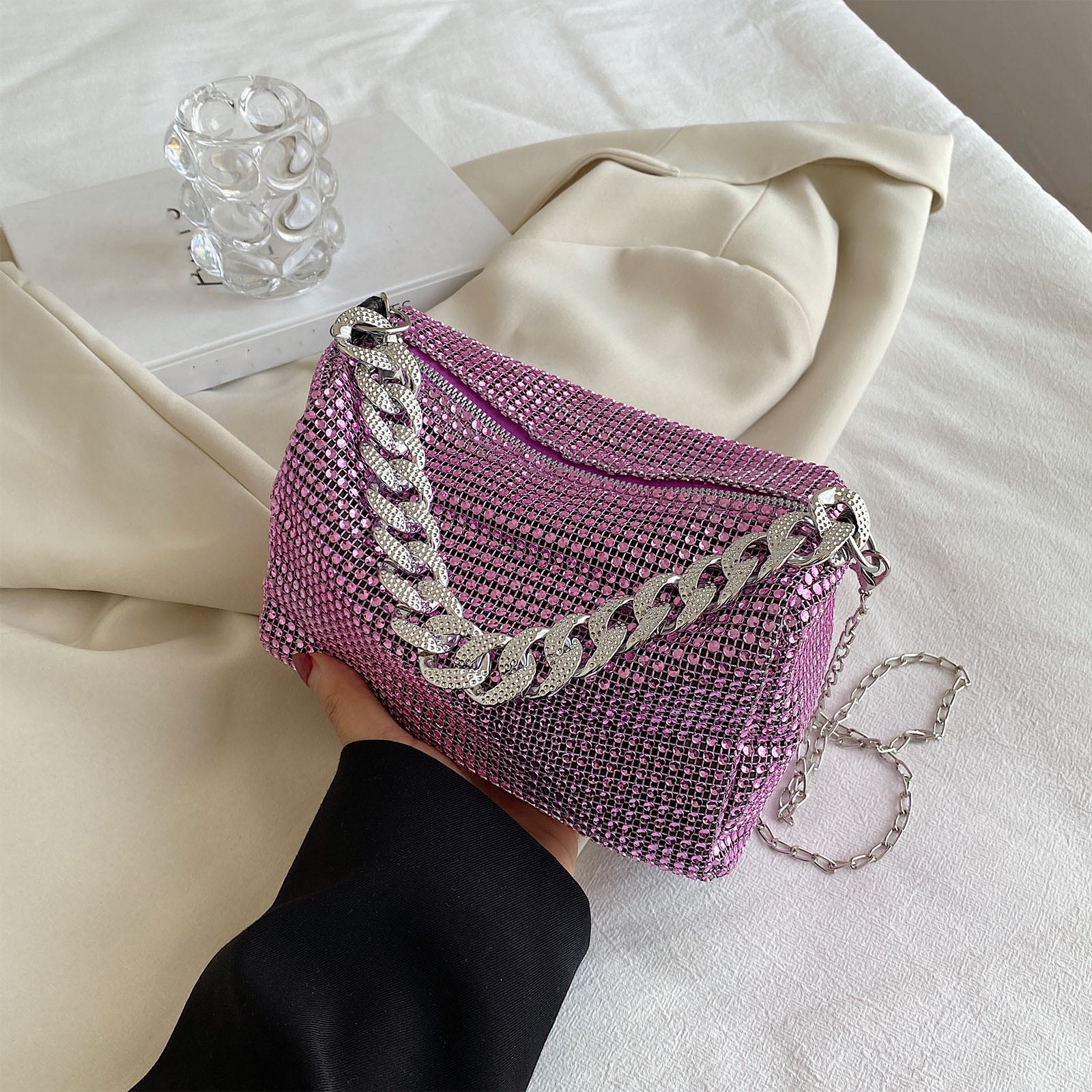 HeroNeo Beautiful Underarm Bag Glitter for Rhinestone Crossbody Bag Shoulder Bag Evening Bag Handbag for Masquerades Party