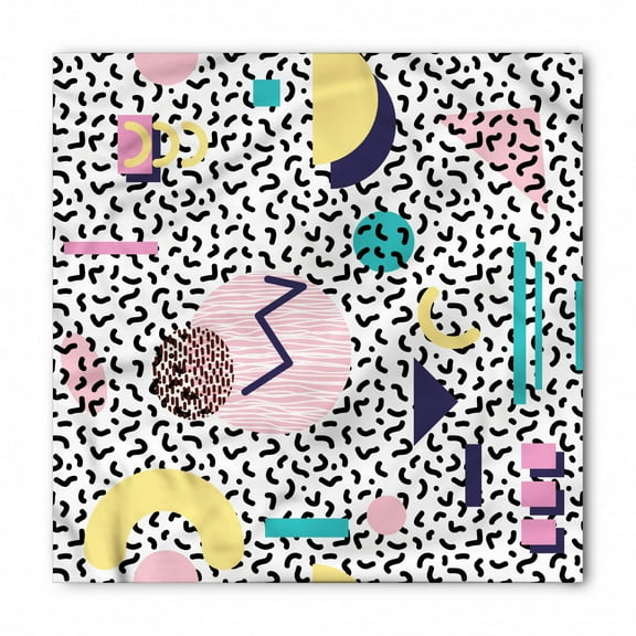 90s Bandana, Retro Geometric Shapes, Unisex Head and Neck Tie, by Ambesonne