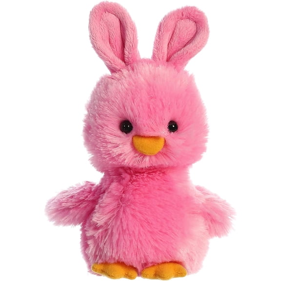 6" Adorable Pink Easter Bunny Chick Plush, Soft Fuzzy Stuffed Animal with Long Ears, Whimsical Spring Holiday Basket Filler & Nursery Decor